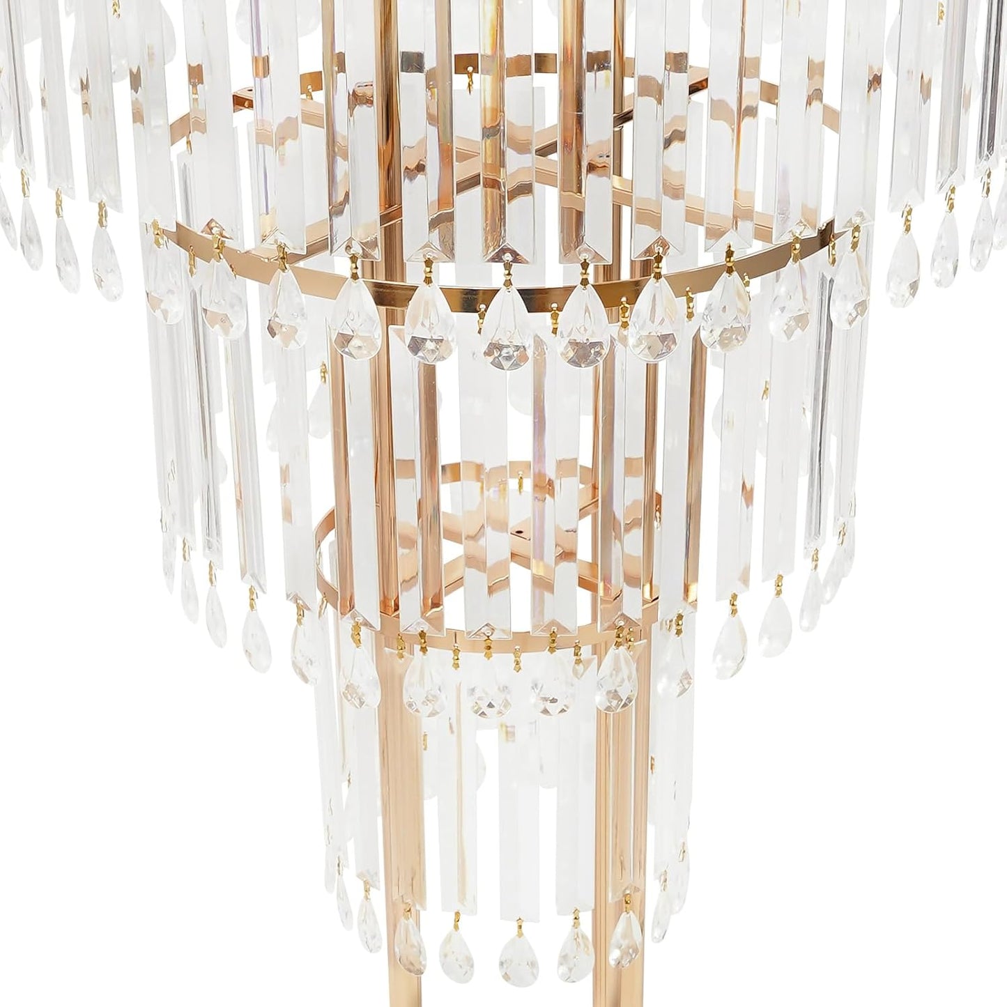 38.5-Inch Gold 3-Tier Crystal Wedding Flower Stand, Elegant Tabletop Centerpiece with Crystal Pendants for Weddings, Parties, Hotels & Home Decor