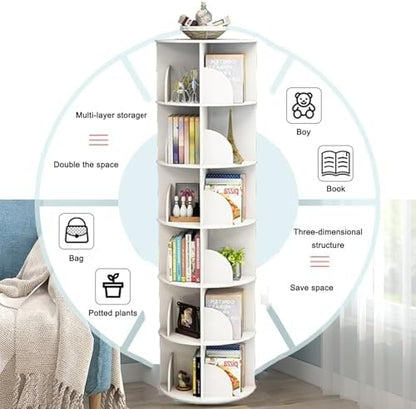 360° Rotating Bookshelf, Space-Saving Multi-Tier Shelf for Home, Office & Study, Stylish Storage for Books, Decor & Organizers (40x159cm)