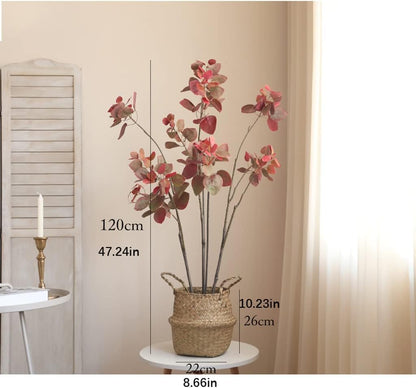 3.9FT Artificial Bauhinia Tree with Woven Seagrass Basket, Realistic Faux Indoor Plant for Home, Office, Living Room & Modern Decor