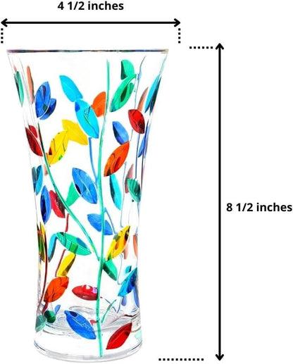 8.5-Inch Italian Crystal Tree of Life Glass Vase, Elegant Clear Flower Vase for Home, Wedding Centerpieces, Living Room & Kitchen Decor