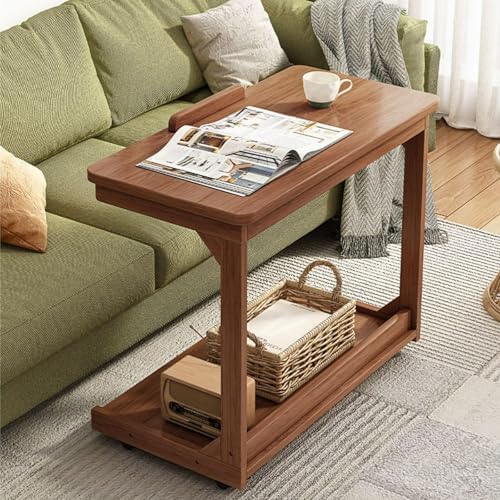 Adjustable Flip Top End Table with 2-Tier Storage, Sofa Side Table & Laptop Desk for Small Spaces, Bedroom, Living Room & Home Office