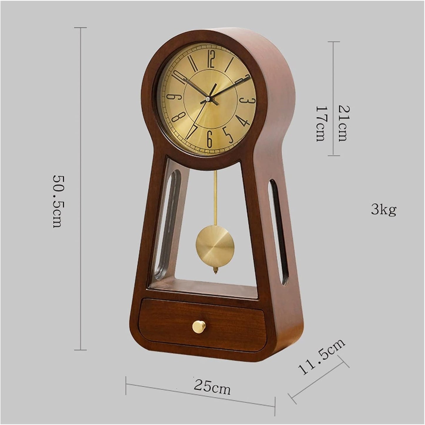 Silent Wooden Desk Clock, Modern Chinese Style Table Clock for Living Room, Bedroom, Office & Home Decor