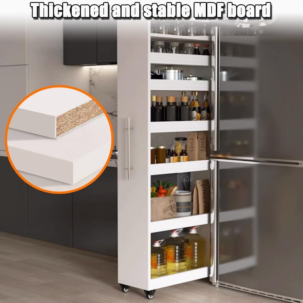 7-Tier Rolling Slim Storage Cart with Wheels, Narrow Kitchen Spice Rack Organizer Shelf for Pantry, Dining Room, Laundry & Small Spaces