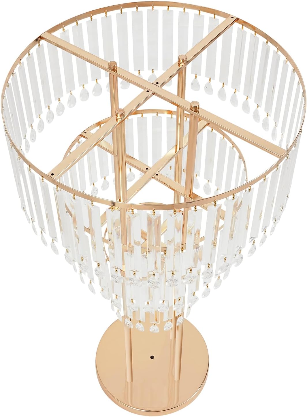 38.5-Inch Gold 3-Tier Crystal Wedding Flower Stand, Elegant Tabletop Centerpiece with Crystal Pendants for Weddings, Parties, Hotels & Home Decor
