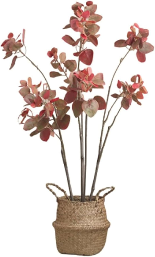 3.9FT Artificial Bauhinia Tree with Woven Seagrass Basket, Realistic Faux Indoor Plant for Home, Office, Living Room & Modern Decor