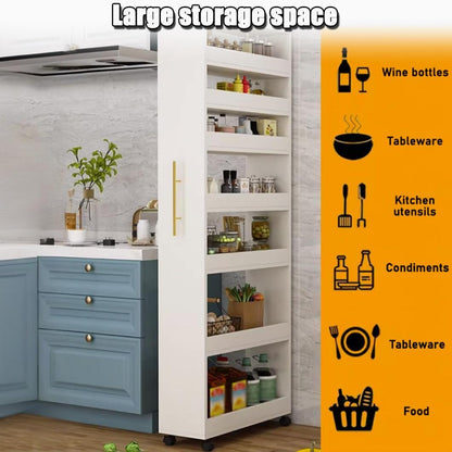 7-Tier Rolling Slim Storage Cart with Wheels, Narrow Kitchen Spice Rack Organizer Shelf for Pantry, Dining Room, Laundry & Small Spaces