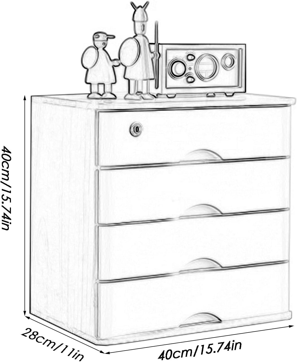 Lockable Wooden Storage Cabinet with Drawers & File Organizer, Multi-Tier Home Office Storage Solution Available in 1, 2, 3 & 4 Layer Designs