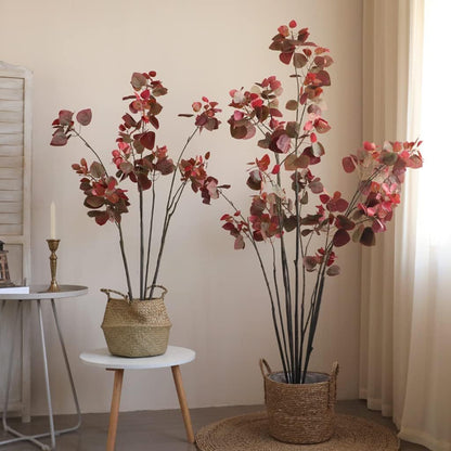 3.9FT Artificial Bauhinia Tree with Woven Seagrass Basket, Realistic Faux Indoor Plant for Home, Office, Living Room & Modern Decor