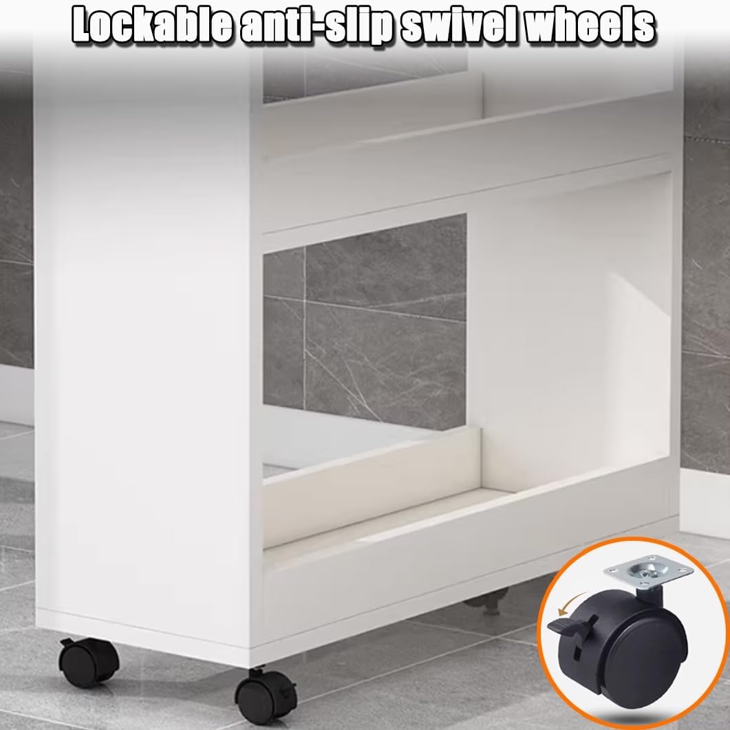 7-Tier Rolling Slim Storage Cart with Wheels, Narrow Kitchen Spice Rack Organizer Shelf for Pantry, Dining Room, Laundry & Small Spaces
