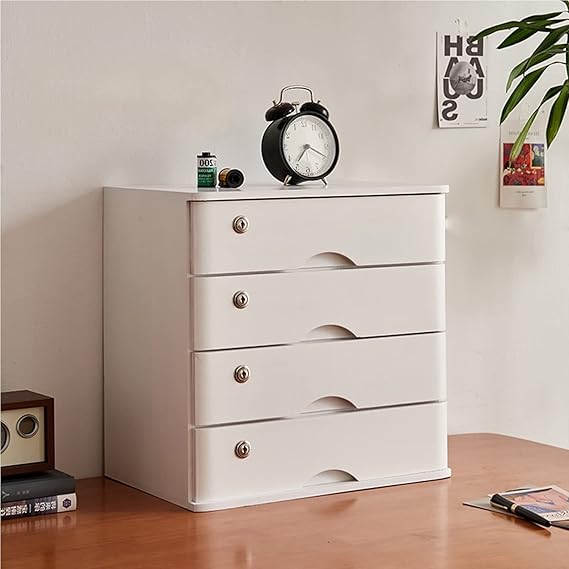 Lockable Wooden Storage Cabinet with Drawers & File Organizer, Multi-Tier Home Office Storage Solution Available in 1, 2, 3 & 4 Layer Designs