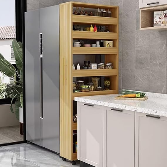 7-Tier Rolling Slim Storage Cart with Wheels, Narrow Kitchen Spice Rack Organizer Shelf for Pantry, Dining Room, Laundry & Small Spaces