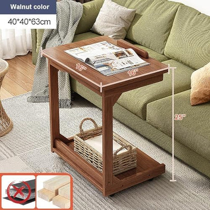 Adjustable Flip Top End Table with 2-Tier Storage, Sofa Side Table & Laptop Desk for Small Spaces, Bedroom, Living Room & Home Office