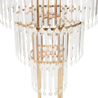 38.5-Inch Gold 3-Tier Crystal Wedding Flower Stand, Elegant Tabletop Centerpiece with Crystal Pendants for Weddings, Parties, Hotels & Home Decor