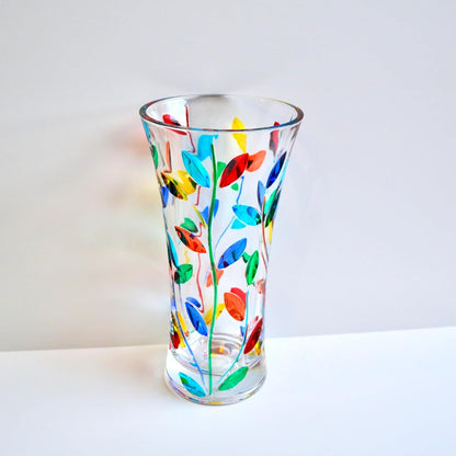 8.5-Inch Italian Crystal Tree of Life Glass Vase, Elegant Clear Flower Vase for Home, Wedding Centerpieces, Living Room & Kitchen Decor