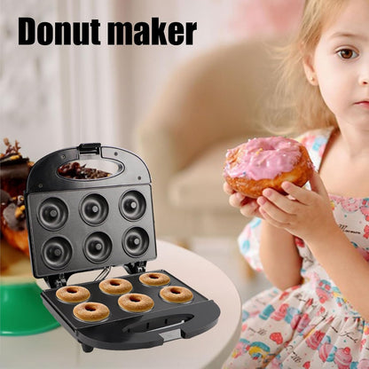 6-Hole Non-Stick Donut Maker Machine 750W, Automatic Donut Baking Appliance for Homemade Breakfast, Desserts, Muffins & Sweet Treats