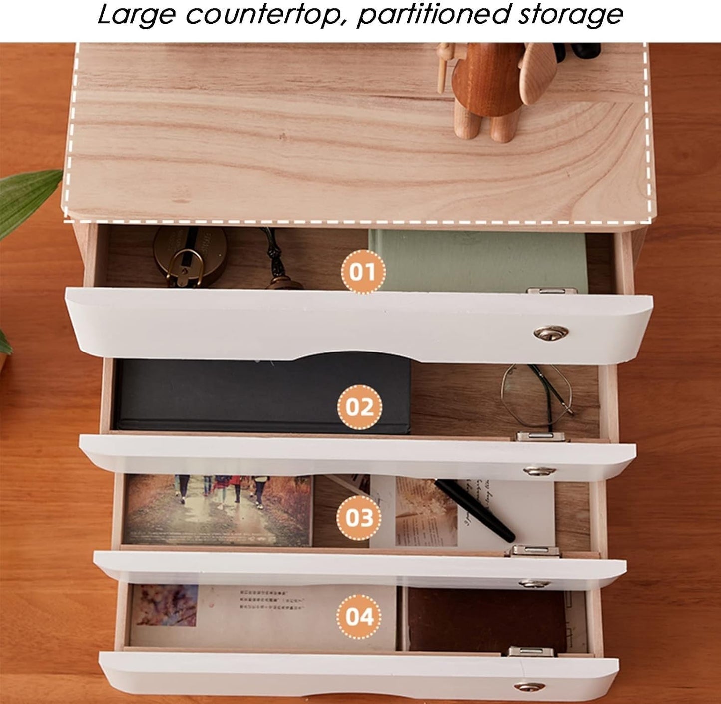 Lockable Wooden Storage Cabinet with Drawers & File Organizer, Multi-Tier Home Office Storage Solution Available in 1, 2, 3 & 4 Layer Designs