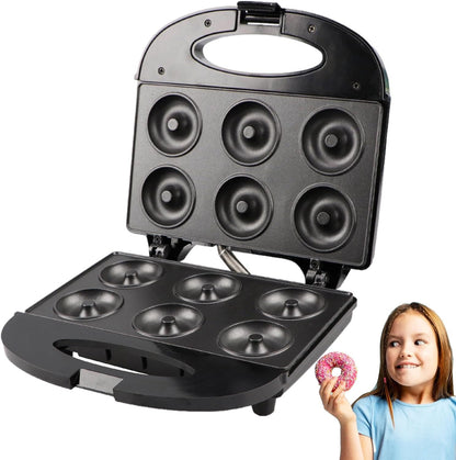 6-Hole Non-Stick Donut Maker Machine 750W, Automatic Donut Baking Appliance for Homemade Breakfast, Desserts, Muffins & Sweet Treats
