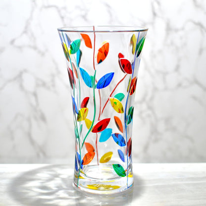 8.5-Inch Italian Crystal Tree of Life Glass Vase, Elegant Clear Flower Vase for Home, Wedding Centerpieces, Living Room & Kitchen Decor